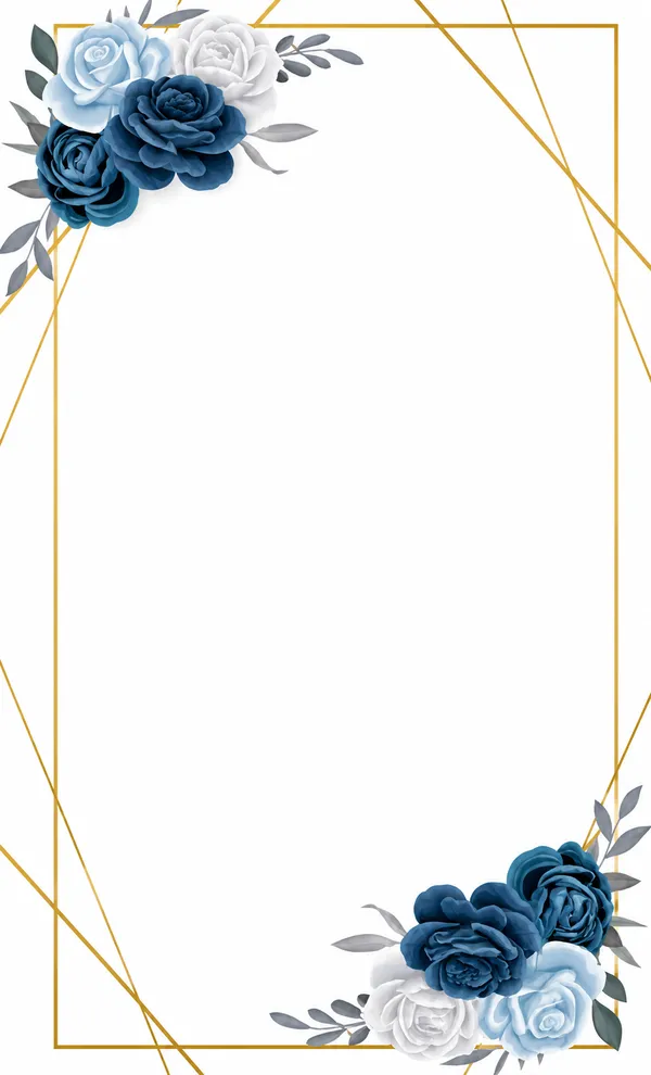 Convite de exemplo no template Azul Marinho e Dourado