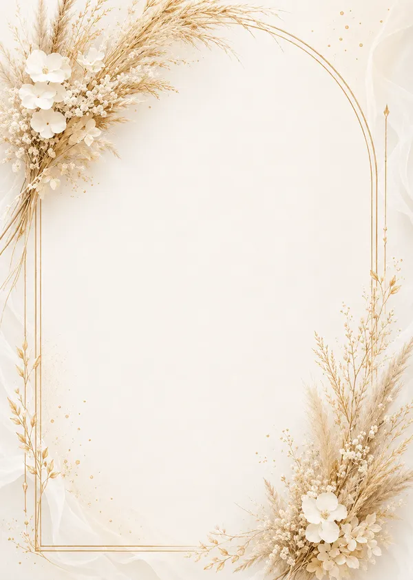 Convite de exemplo no template Pampas Boho