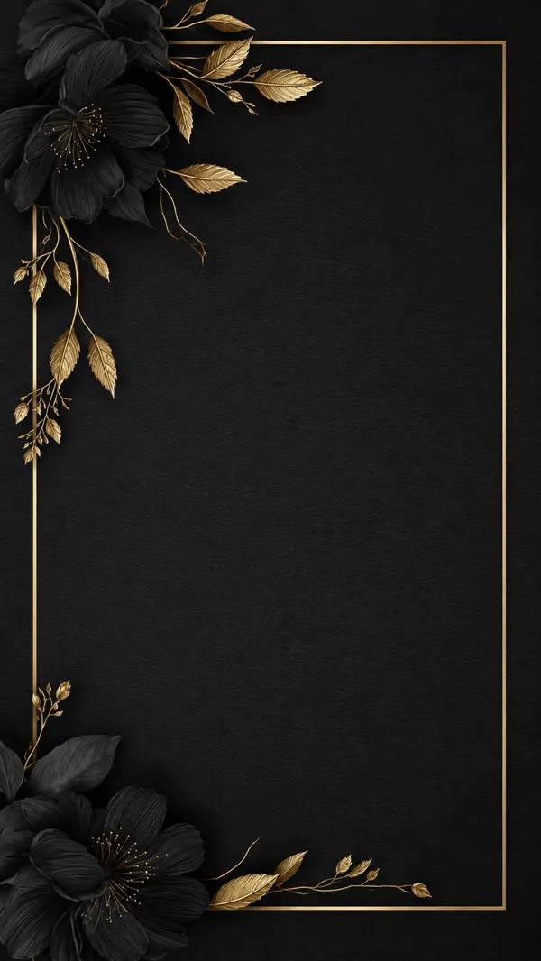 Convite de exemplo no template Preto Veludo e Dourado